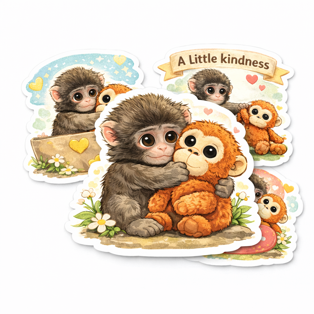 Hugs for Punch - Viral Monkey Sticker Set (5 Vinyl Stickers)