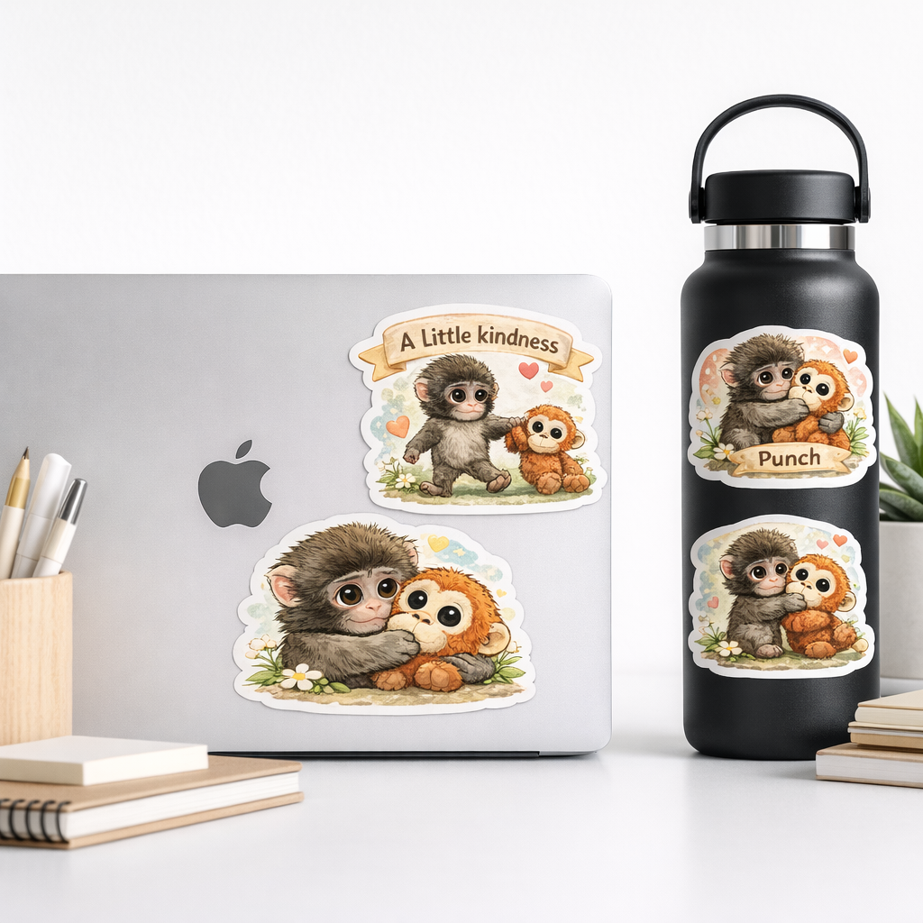 Hugs for Punch - Viral Monkey Sticker Set (5 Vinyl Stickers)
