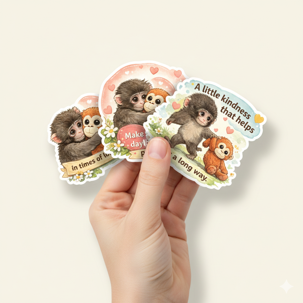 Hugs for Punch - Viral Monkey Sticker Set (5 Vinyl Stickers)