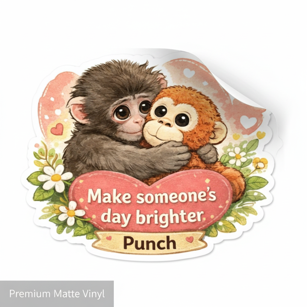 Hugs for Punch - Viral Monkey Sticker Set (5 Vinyl Stickers)