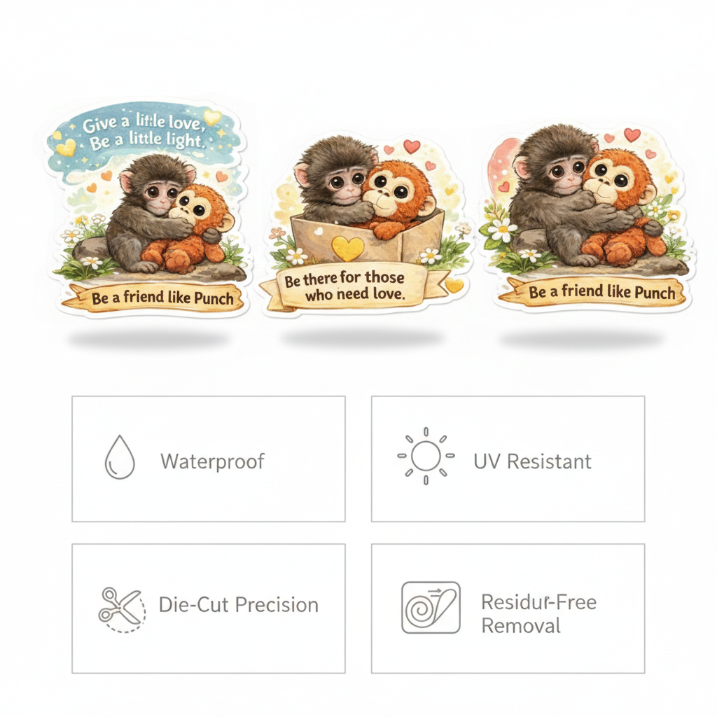 Hugs for Punch - Viral Monkey Sticker Set (5 Vinyl Stickers)
