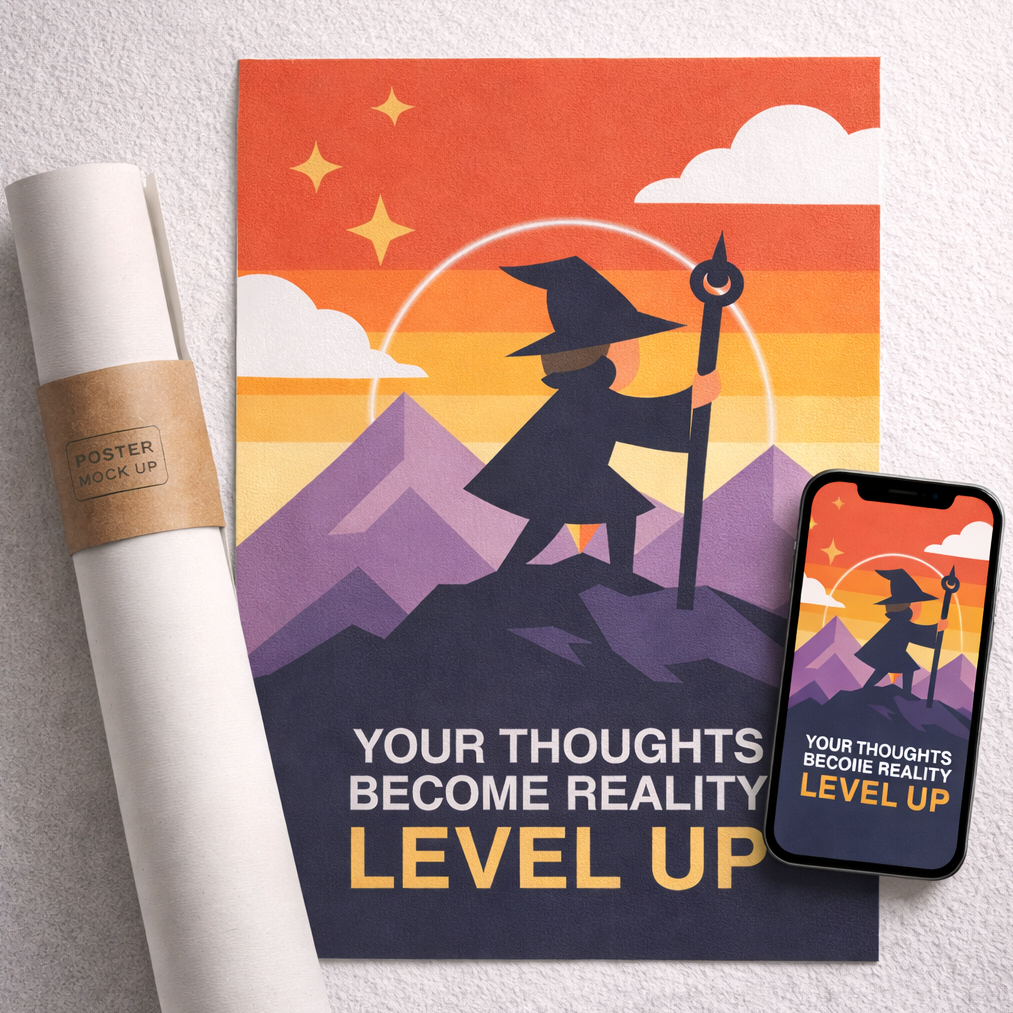 Level Up Mindset Poster - Digital Download - Instant Printable Wall Art