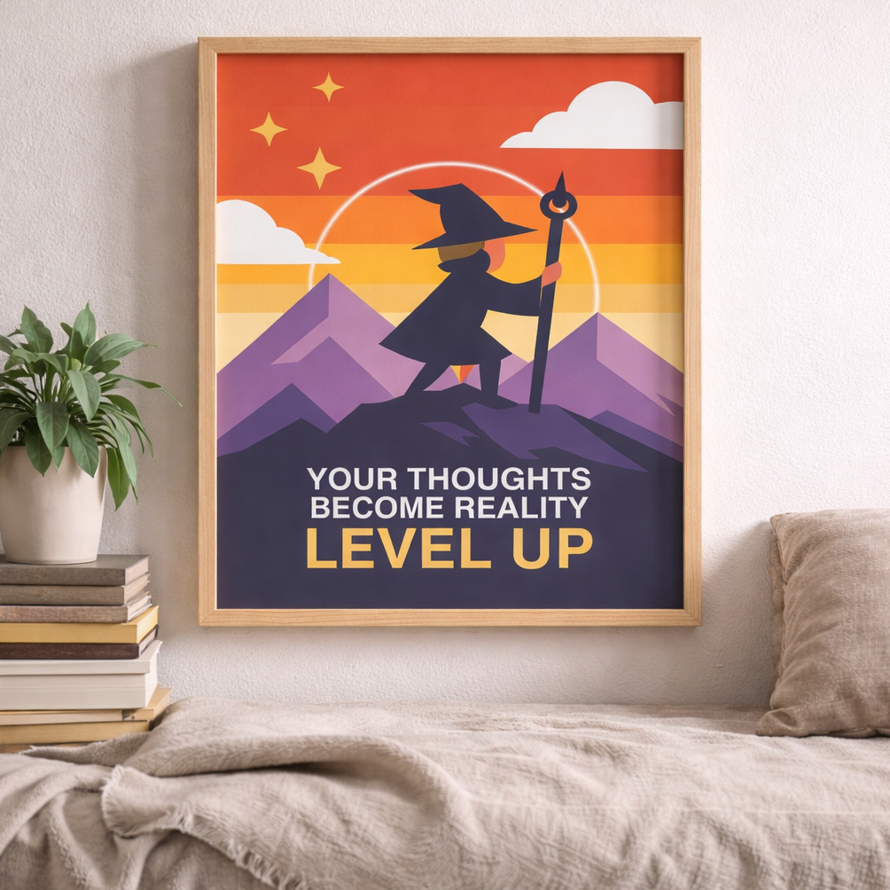 Level Up Mindset Poster - Digital Download - Instant Printable Wall Art